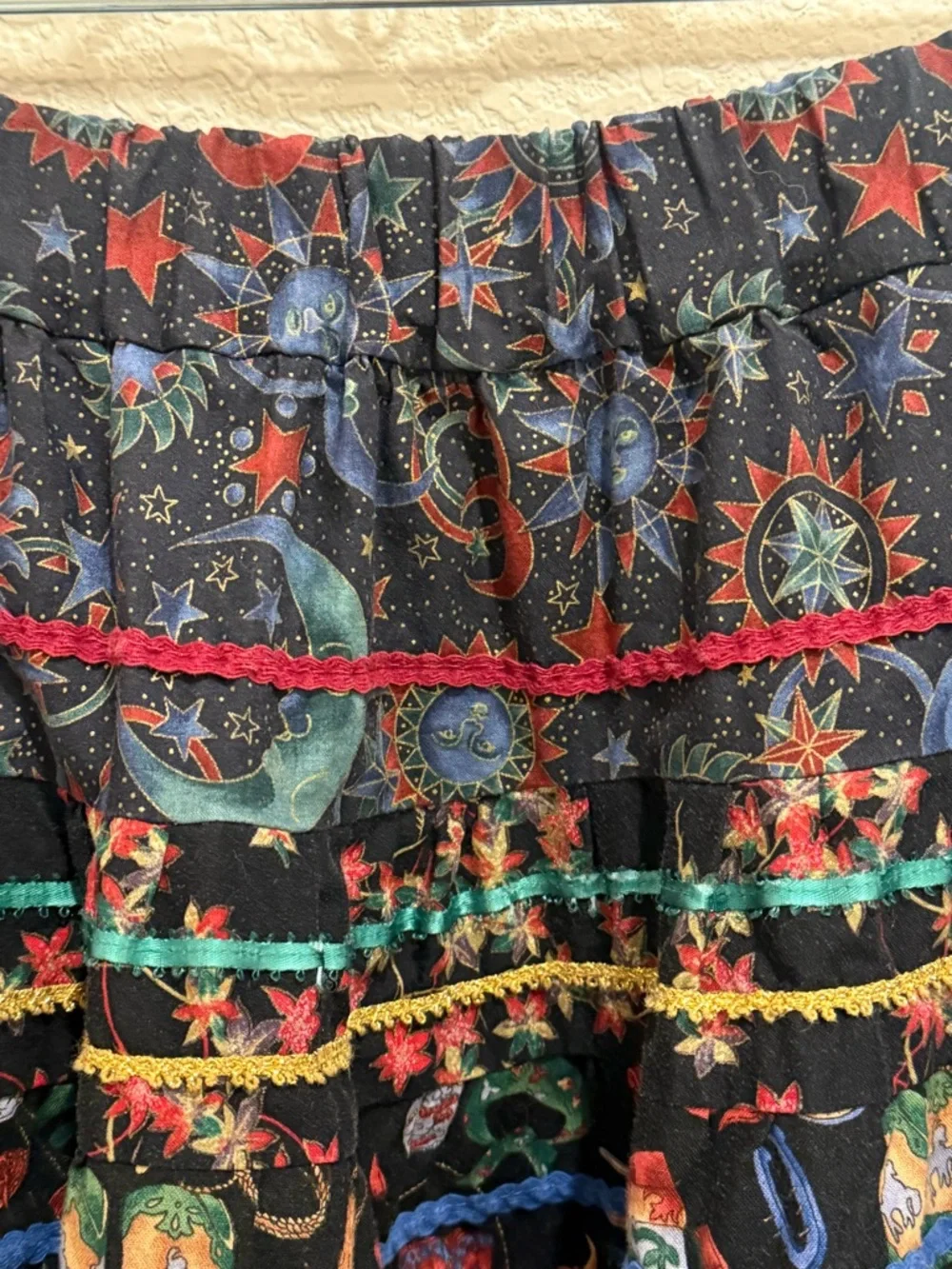 Celestial Western Maximalist Tiered Skirt Vintage London Bridge Mondiki L/XL
